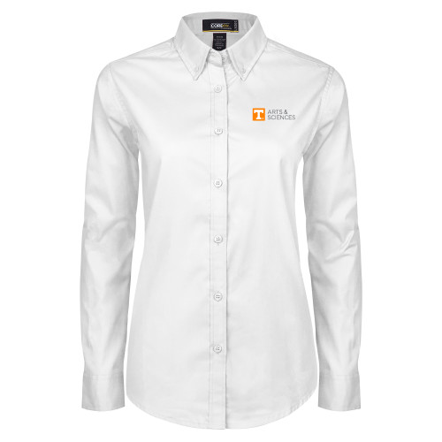 UT Knoxville Womens White Twill Button Down Long Sleev