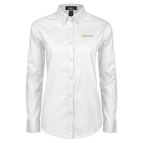  Womens White Twill Button Down Long Sleeve - Center for Learning  Education & Employment - Flat