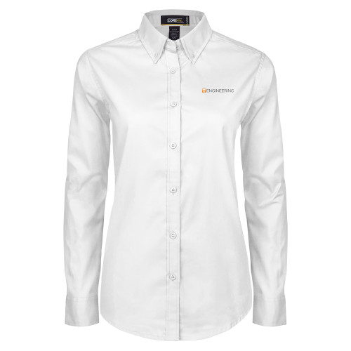  Womens White Twill Button Down Long Sleeve  - Engineering
