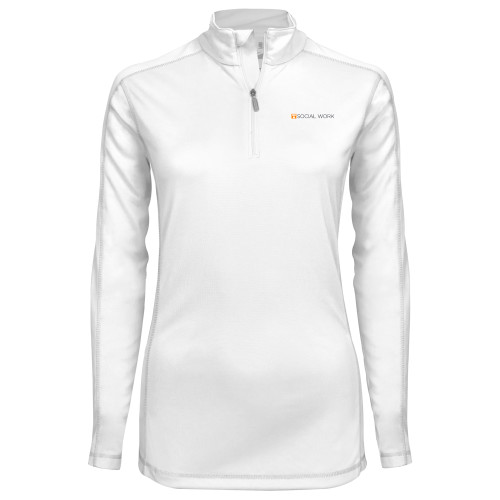  Syntrel Womens White Interlock 1/4 Zip - Social Work