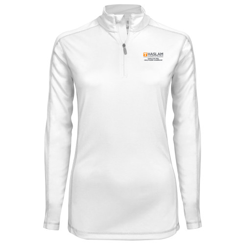  Syntrel Womens White Interlock 1/4 Zip - Executive MBA Healthcare Leadership Embroidery