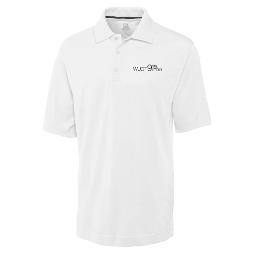  C&B White Advantage TriBlend Pique Polo - UT Knoxville WUOT 919fm Flat Logo Extended