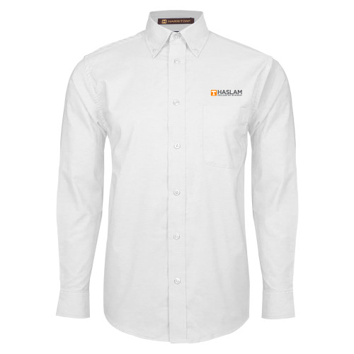  White Oxford Long Sleeve Shirt - HASLAM College of Business Embroidery