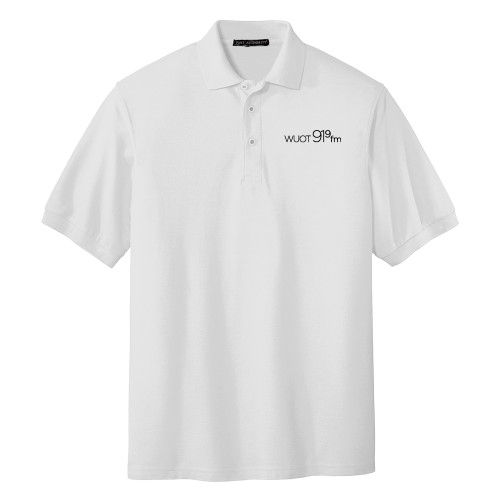  White Silk Touch Polo - UT Knoxville WUOT 919fm Flat Logo Extended