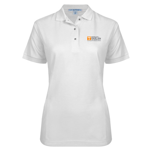  Womens Silk Touch White Pique Polo - Natalie L Haslam College of Music - UTK