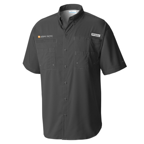  Columbia Charcoal Tamiami Performance Short Sleeve Shirt - UTK - Army ROTC Flat