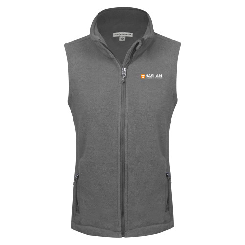  Womens Charcoal Fleece Full Zip Vest - HASLAM College of Business Embroidery