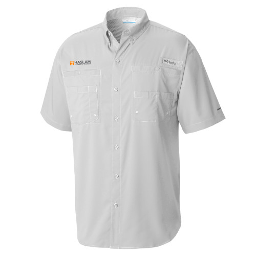  Columbia Cool Grey Tamiami Performance Short Sleeve Shirt - HASLAM College of Business Embroidery