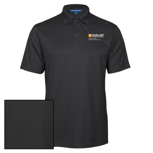  Charcoal Performance Fine Jacquard Polo - Haslam Global Supply Chain Left