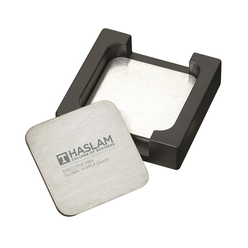  Stainless Steel Coaster Set - Haslam Global Supply Chain Horizontal Left Engraved