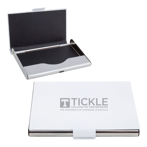 Dual Tone Silver Metal Business Card Holder