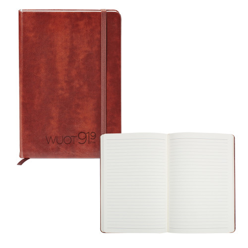  Fabrizio Brown Hard Cover Journal - UT Knoxville WUOT 919fm Flat Logo Engraved