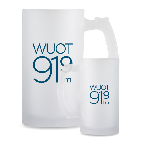  Full Color Decorative Frosted Glass Mug 16oz - UT Knoxville WUOT 919fm Square Logo