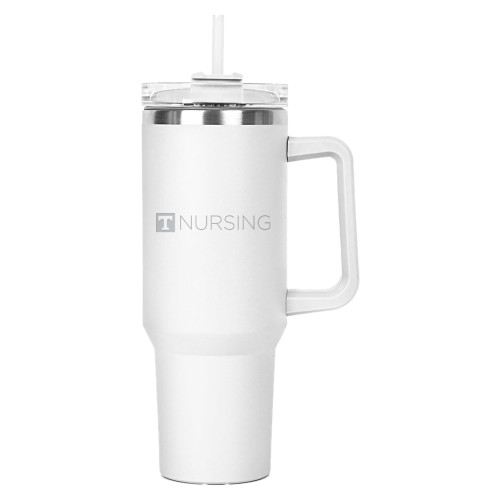 UT Knoxville Hippo White Mug & Straw Lid with Twist Closure 40 oz