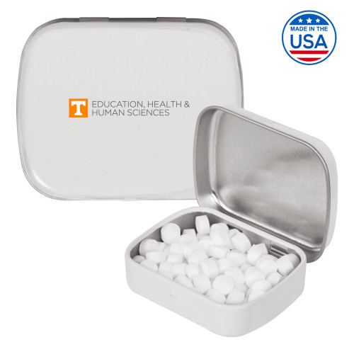  White Rectangular Peppermint Tin - College of Education Flat