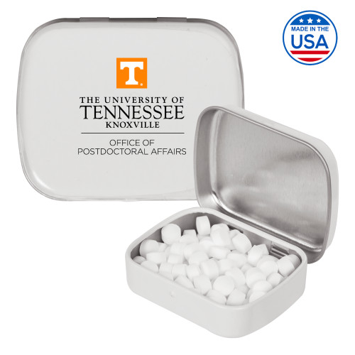  White Rectangular Peppermint Tin - Postdoctoral Affairs Stacked