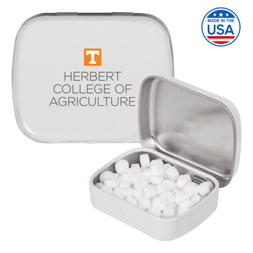  White Rectangular Peppermint Tin - Herbert College of Agriculture Stacked