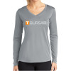 Thumbnail image for  Womens Grey Performance Long Sleeve V Neck Shirt