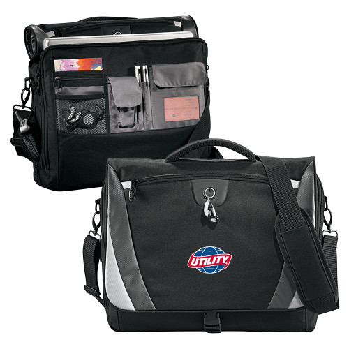  Black/Grey Slope Computer Messenger Bag - Utility