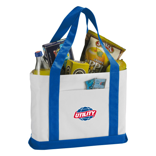  Contender White/Royal Canvas Tote - Utility