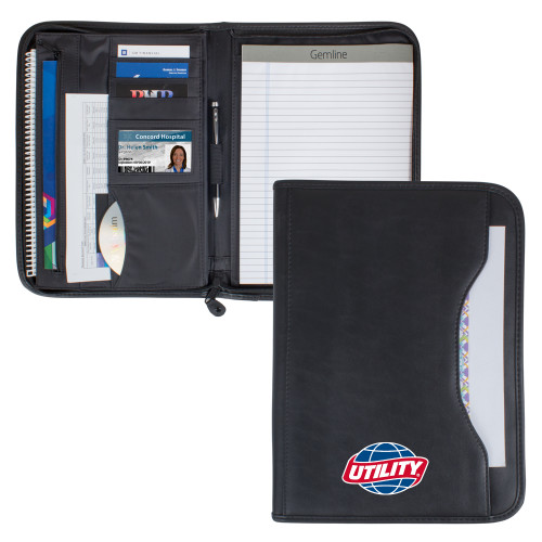  Wall Street Black Zippered Padfolio - Utility
