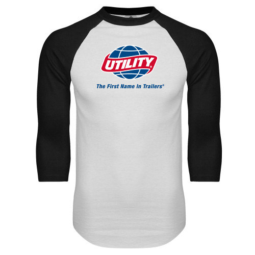  White/Black Raglan Baseball T Shirt - Utility w Tagline
