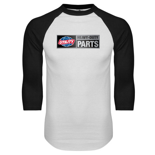  White/Black Raglan Baseball T Shirt - Heavy Duty Parts Horizontal