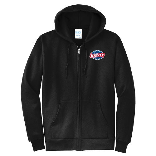  Extended Black Fleece Full Zip Hoodie - Utility