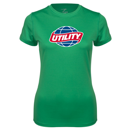  Womens Kelly Green Performance Short Sleeve Tee - Utility