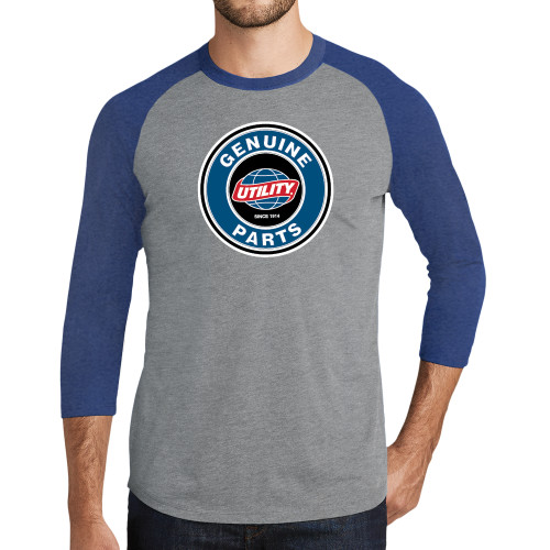  Grey/Royal Heather Triblend Baseball Raglan Tee - Genuine Parts