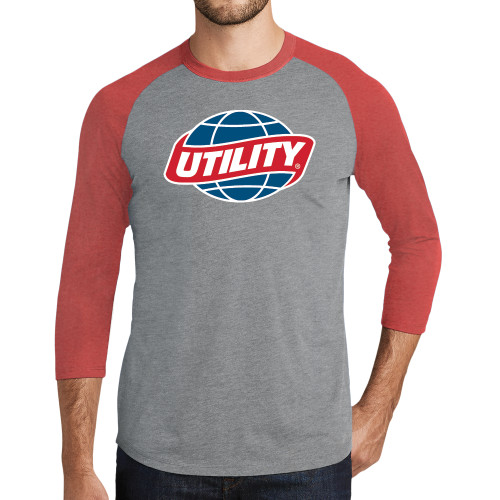 Main Image for  Grey/Red Heather Triblend Baseball Raglan Tee