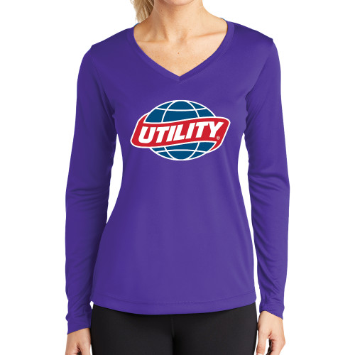Main Image for  Womens Purple Performance Long Sleeve V Neck Shirt
