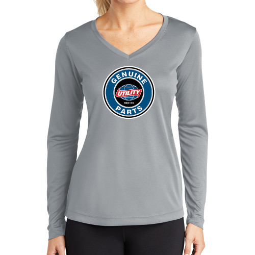 Main Image for  Womens Grey Performance Long Sleeve V Neck Shirt