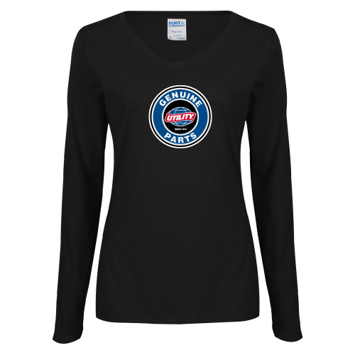  Womens Black Long Sleeve V Neck Tee  - Genuine Parts