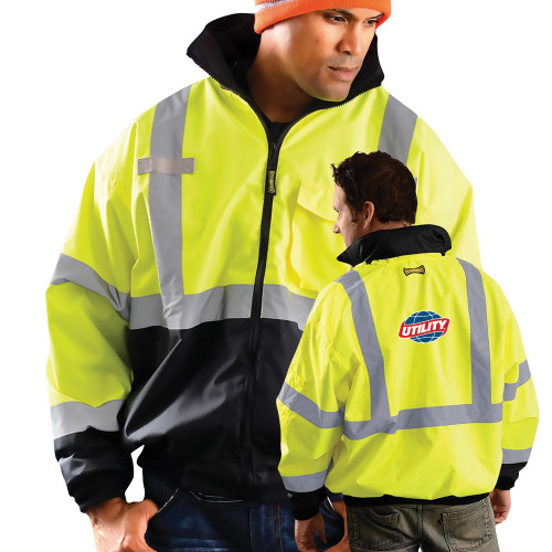 Utility Safety Yellow ANSI 107 Class 3 Bomber Jacket