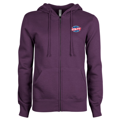  ENZA Womens Purple Fleece Full Zip Hoodie - Utility
