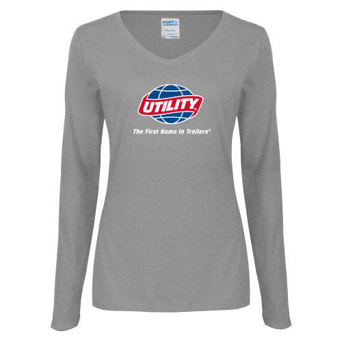 Main Image for  Womens Grey Long Sleeve V Neck Tee 
