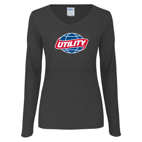Main Image for  Womens Dark Heather Long Sleeve V Neck Tee 