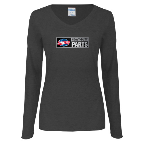 Main Image for  Womens Dark Heather Long Sleeve V Neck Tee 