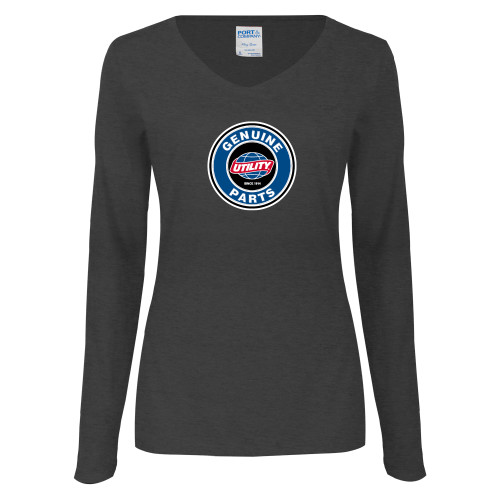 Main Image for  Womens Dark Heather Long Sleeve V Neck Tee 