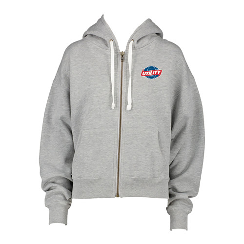  ENZA Womens Grey Boxy Full Zip Hood - Utility