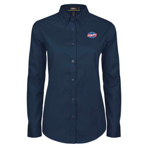  Womens Navy Twill Button Down Long Sleeve  - Utility