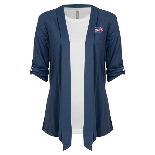 Womens Navy Drape Front Cardigan Sweater  - Utility