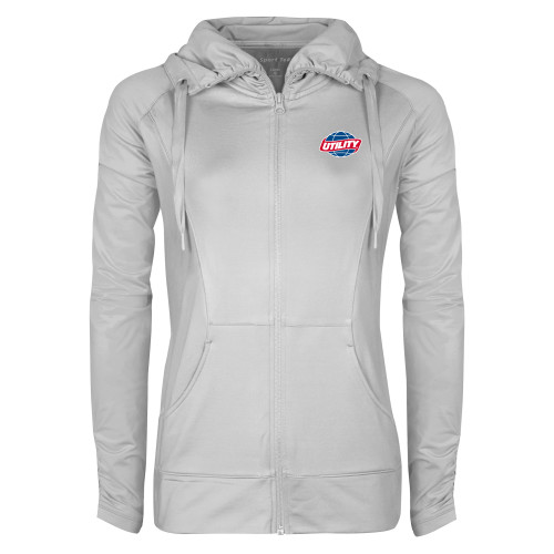  Womens White Sport Wick Stretch Full Zip Jacket - Utility