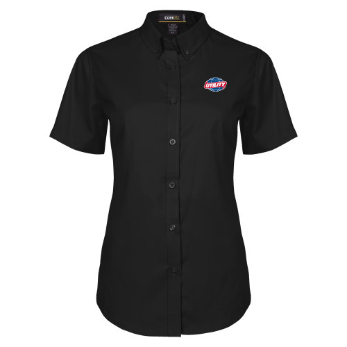  Womens Black Twill Button Up Short Sleeve - Utility