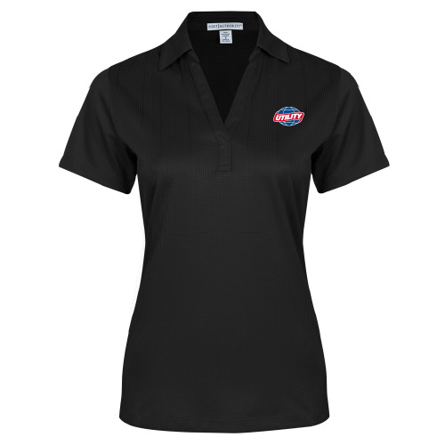  Womens Black Performance Fine Jacquard Polo - Utility