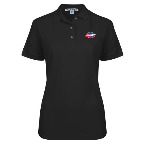  Womens Silk Touch Black Pique Polo - Utility