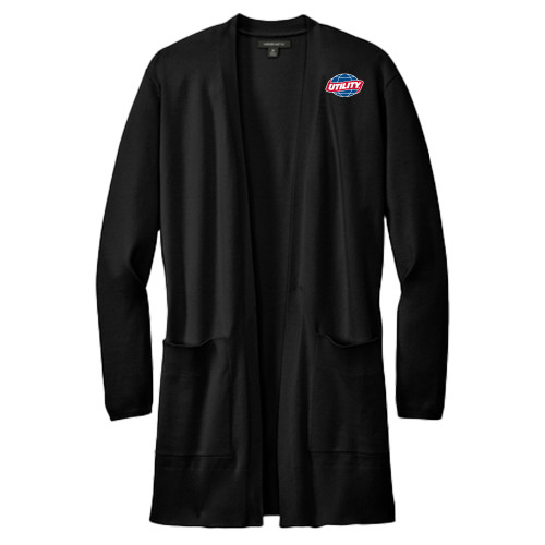 Mercer + Mettle Womens Black Open Front Cardigan Sweater - Utility
