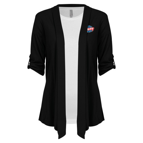  Womens Black Drape Front Cardigan Sweater - Utility