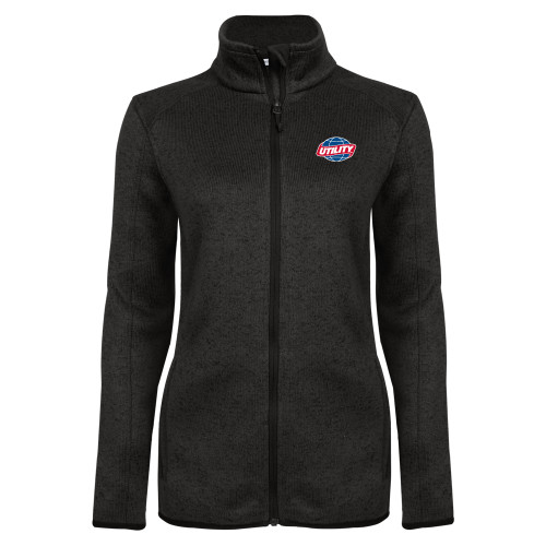  Womens Black Heather Fleece Jacket - Utility